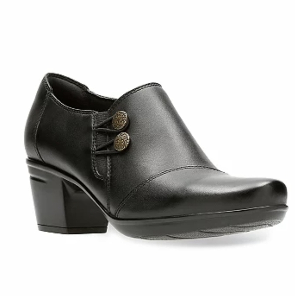 Clarks Women Collection Emslie "Like New" Ankle Leather Heels Boots shoes 10 - Picture 1 of 13